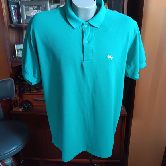 Vintage 90's Men's Polo Shirt Steeplechase Teal Embroidered Horse Logo NEW NWT - Picture 2 of 7